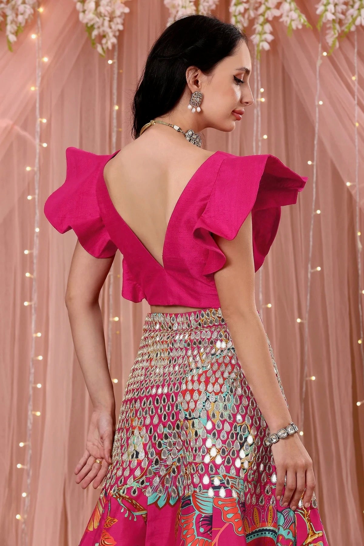 Pink Mirror Lengha - Aayushi Maniar