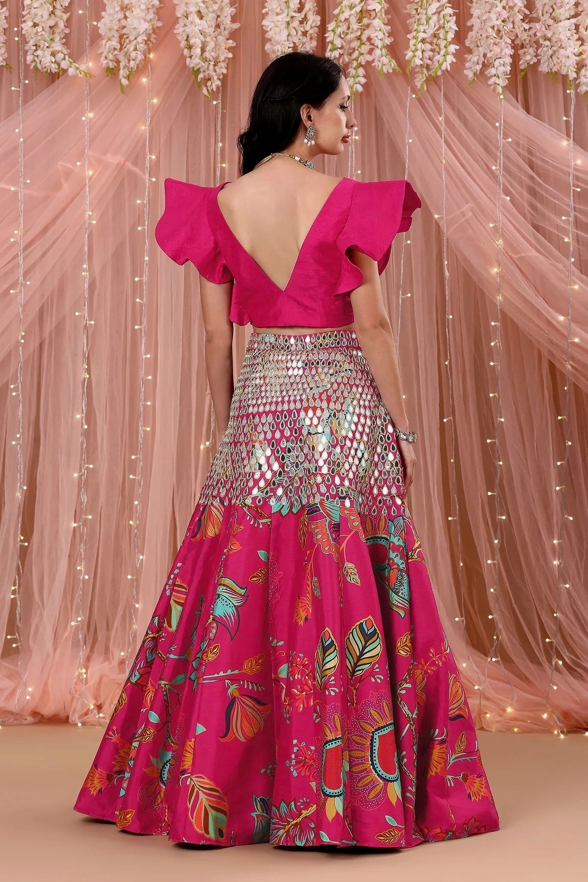 Pink Mirror Lengha - Aayushi Maniar