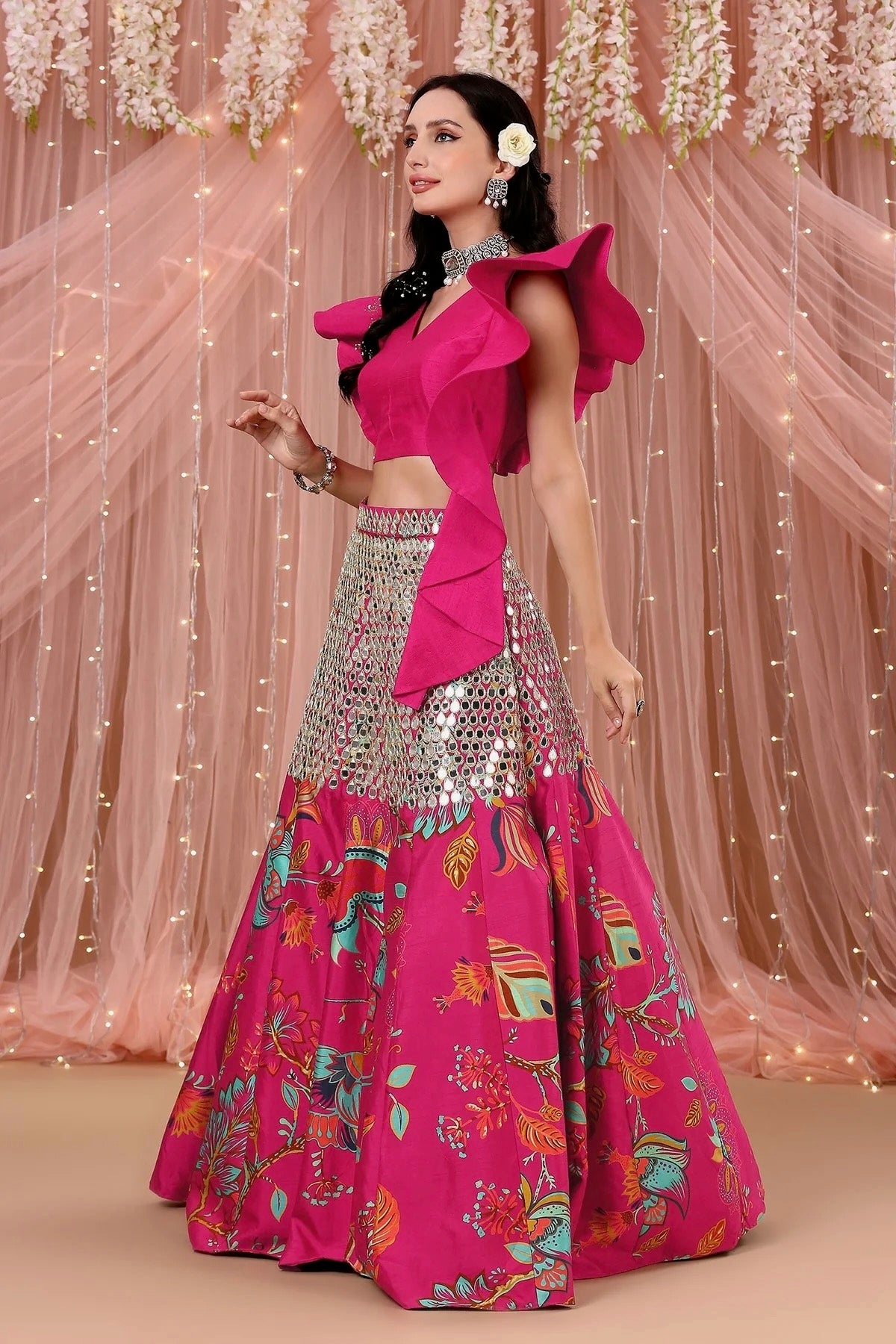 Pink Mirror Lengha - Aayushi Maniar