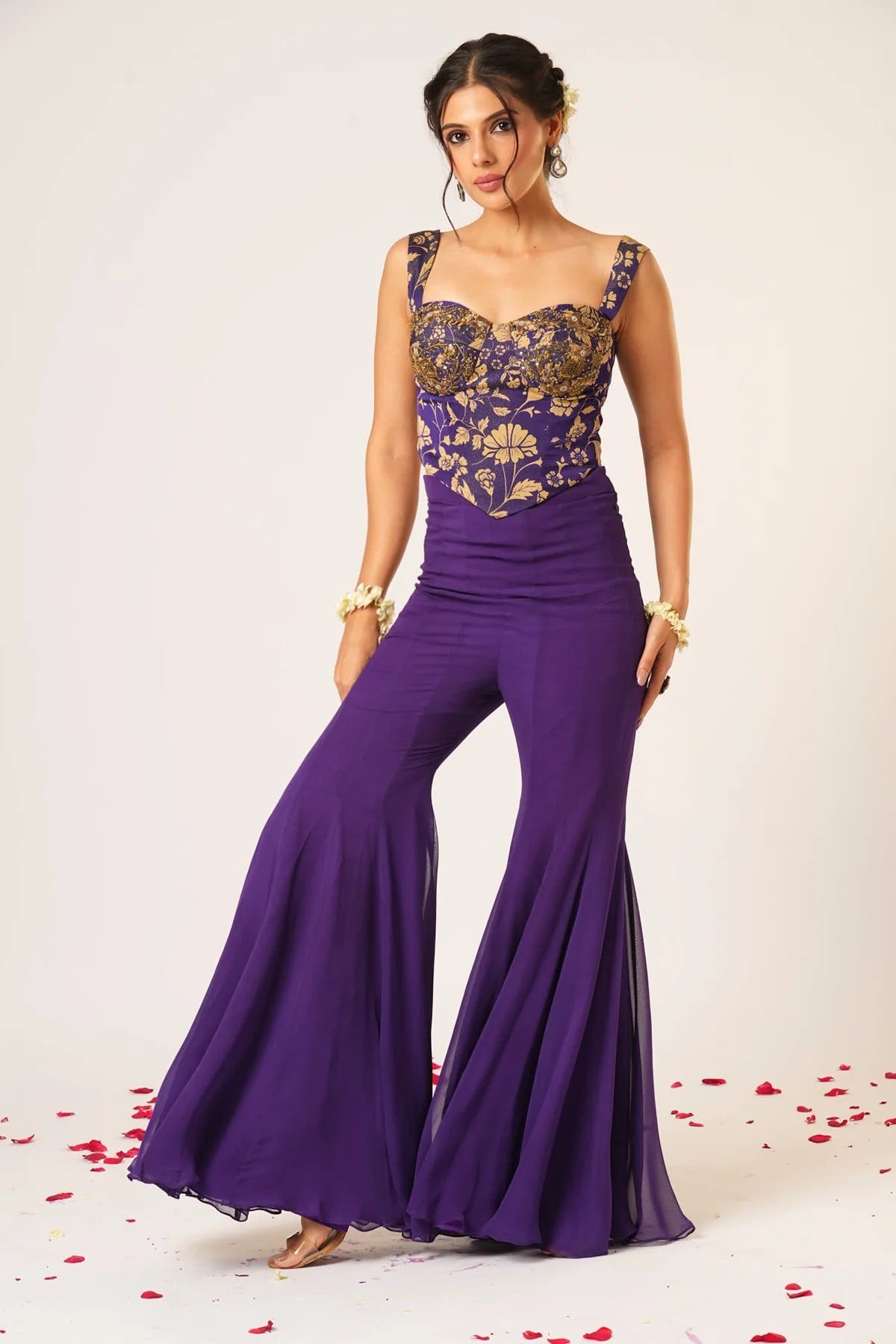 Arundati Purple Corset & Trouser Set - Aayushi Maniar
