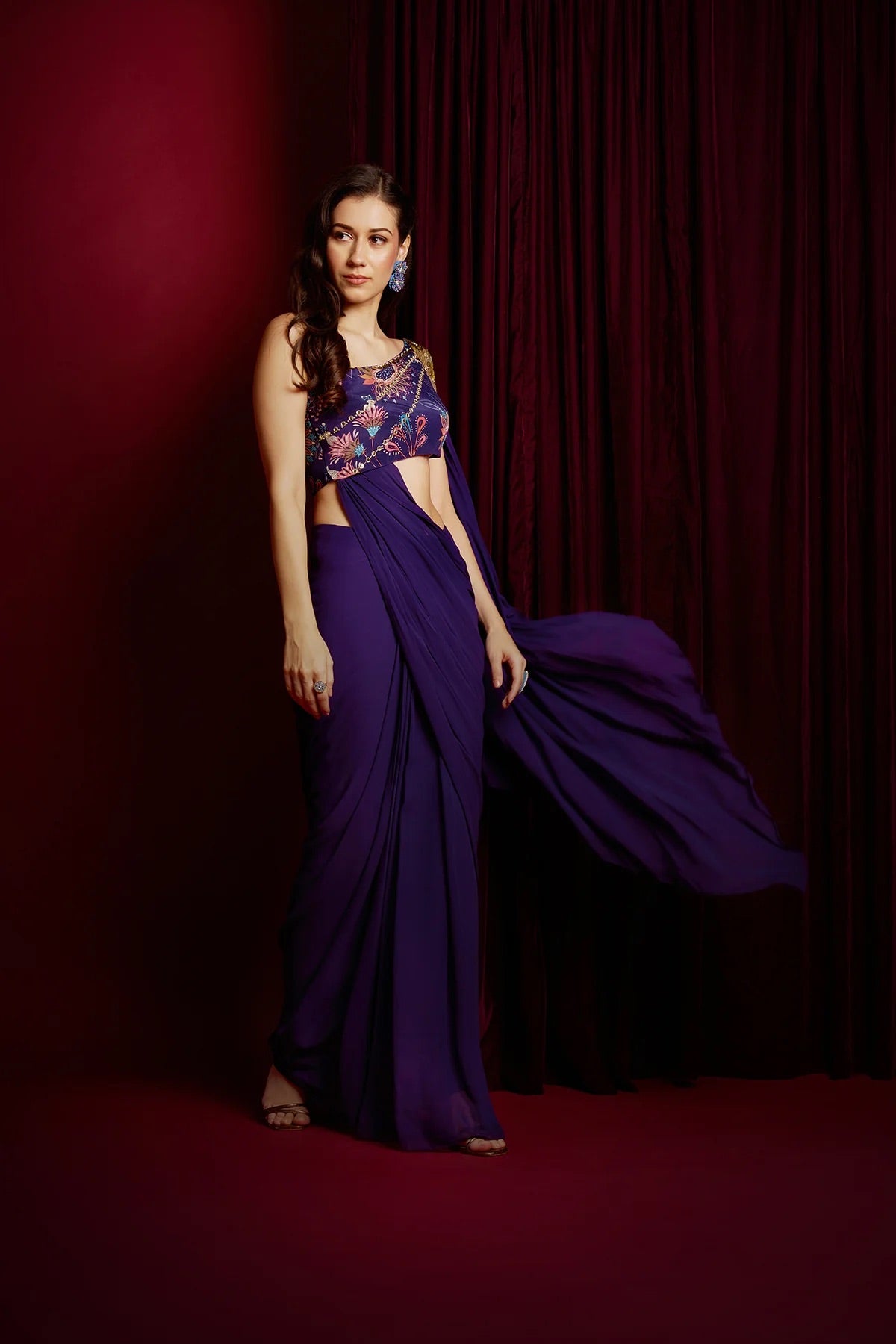 Pina Purple Drape Sari - Aayushi Maniar