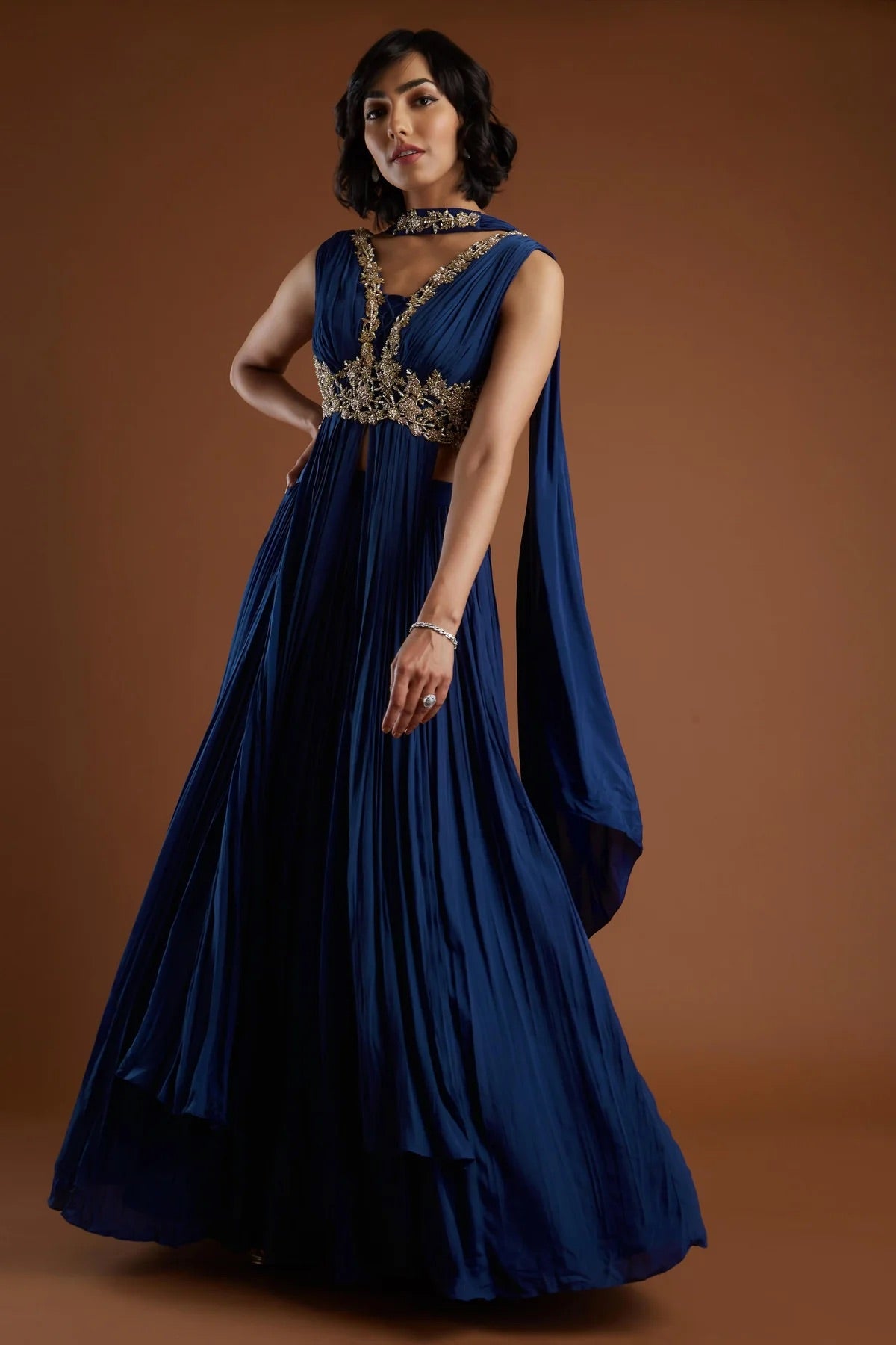 Indigo Anarkali Lehenga