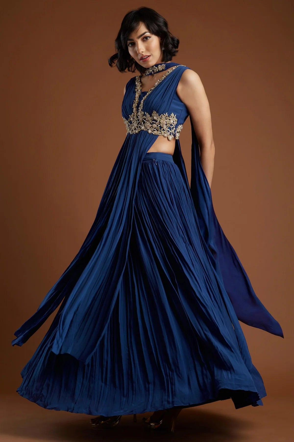 Indigo Anarkali Lehenga